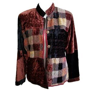 Vintage Size Small Reversible Jacket Patchwork Velvet and Silk Blend Yak Magik